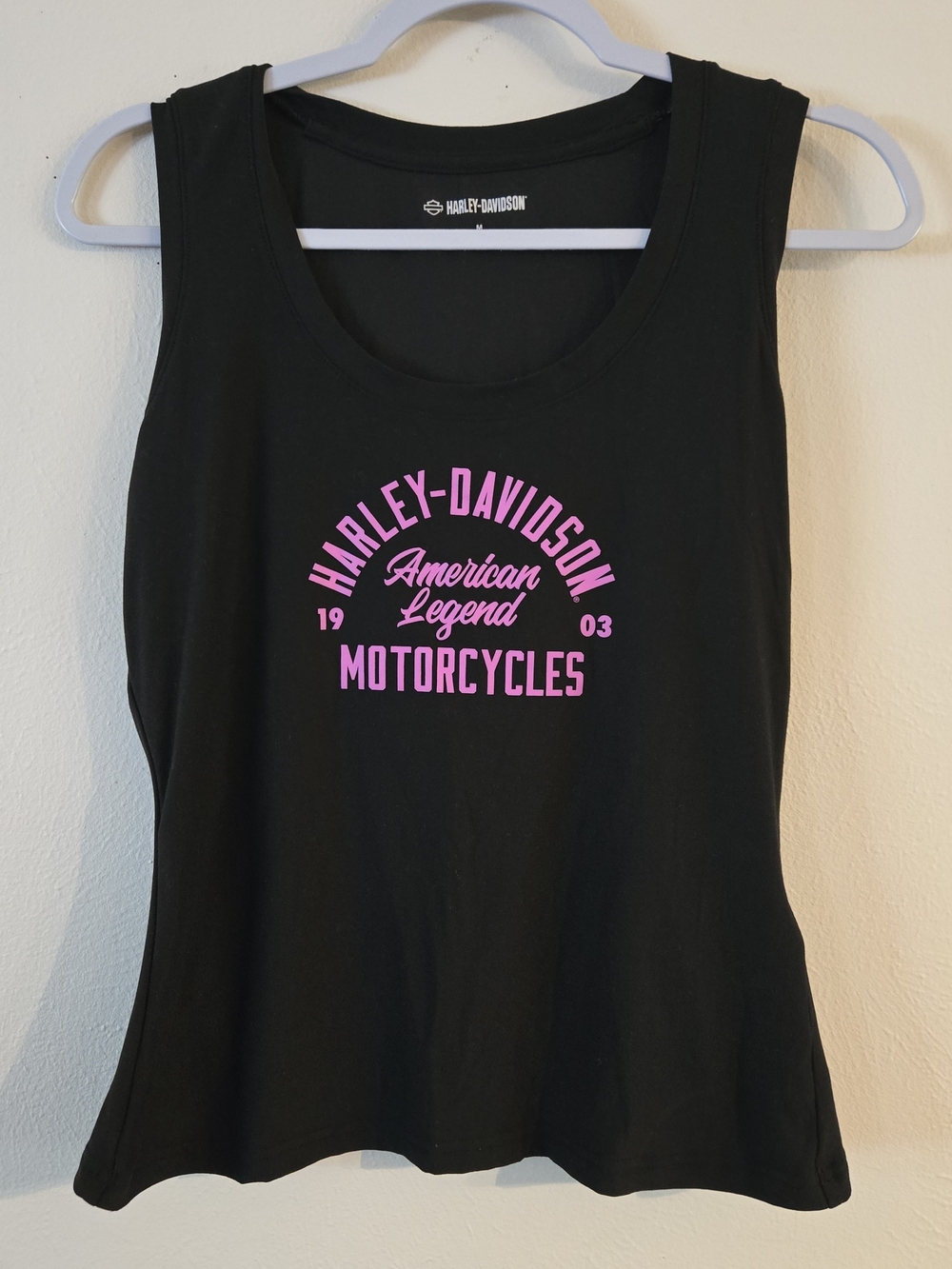Harley-Davidson Black Tank with Pink "American Legend" Graphic